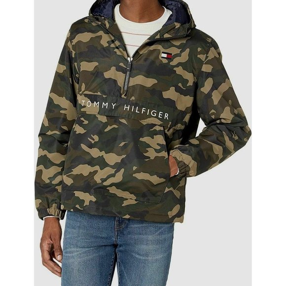 Tommy Hilfiger Other - Tommy Hilfiger Insulated Hoodie Anorak Nylon Winbreaker Jacket Camo Mens Size XL